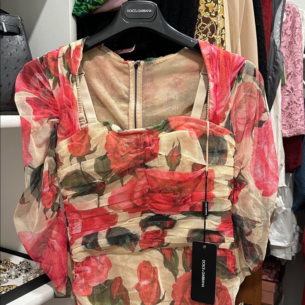Floral Red and Cream Women's Jacket
